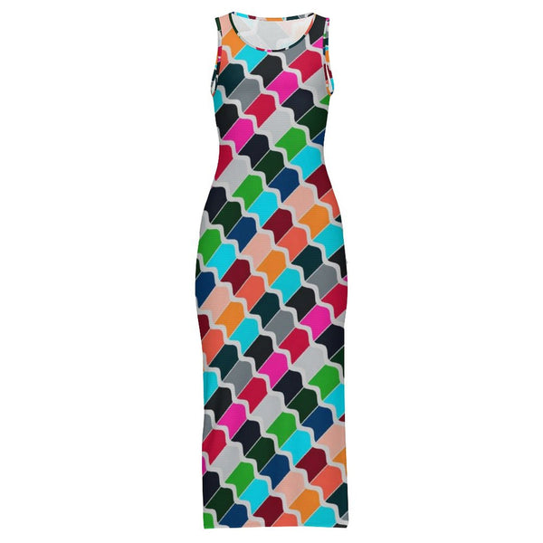 Sleeveless Bodycon Side Slit Long Dress Split cheongsam