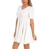 Short Sleeve Ruched Bust Flared Hem Dress