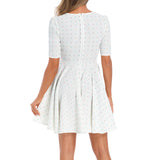 Short Sleeve Ruched Bust Flared Hem Dress