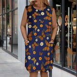 Butterfly Vest pocket dress Sleeveless Pocket Dress