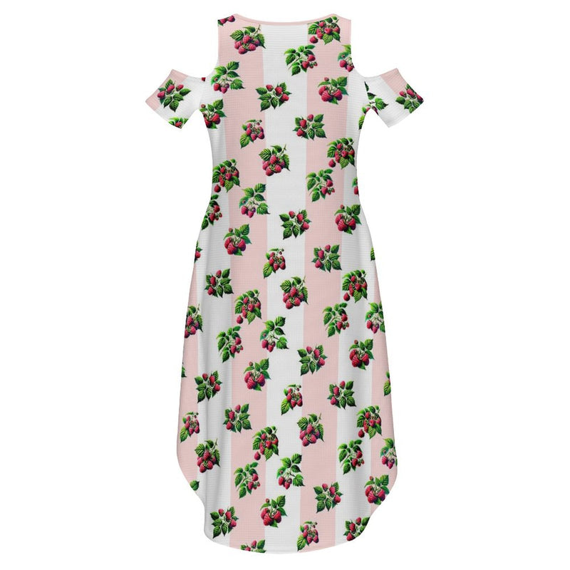 Cold Shoulder Long Split Dress with Pocket Dress