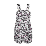 leopard pink accent print 3C Women's Pocket Bib Short Romper