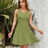 V-Neck Sleeveless Dress (NZ022)  Frocks