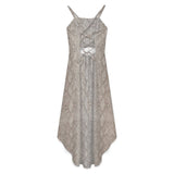 Women&#039;s High-Low Spaghetti Strap Dress Tailcoat skirt