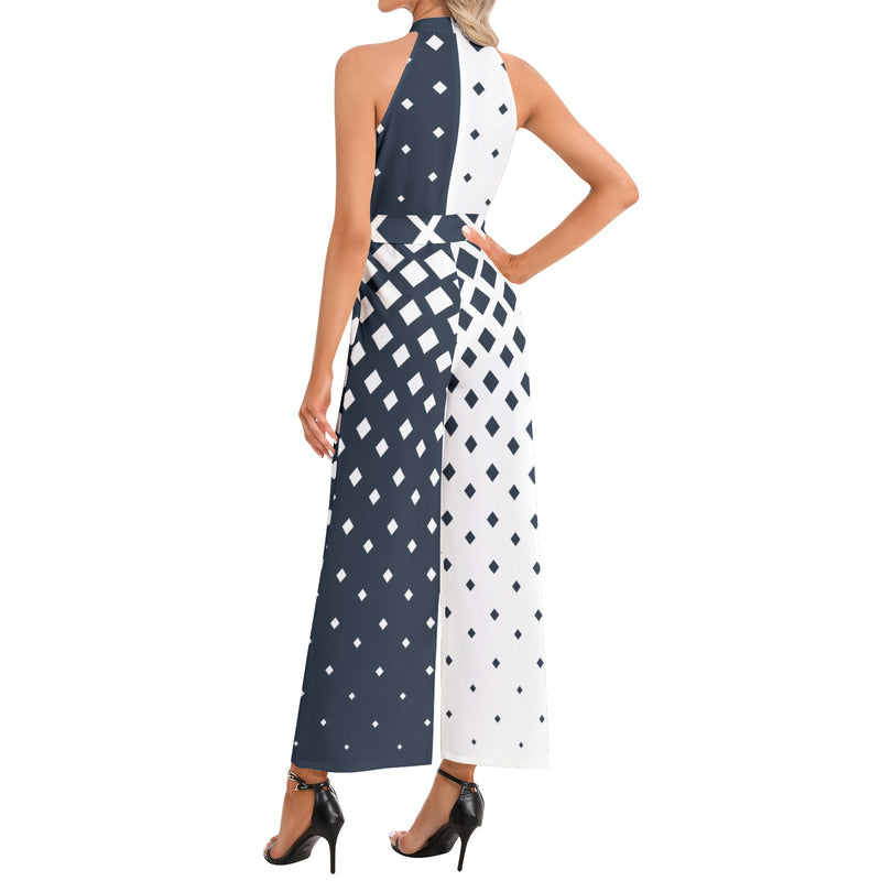 Halter Neck Buckle Belted Jumpsuit