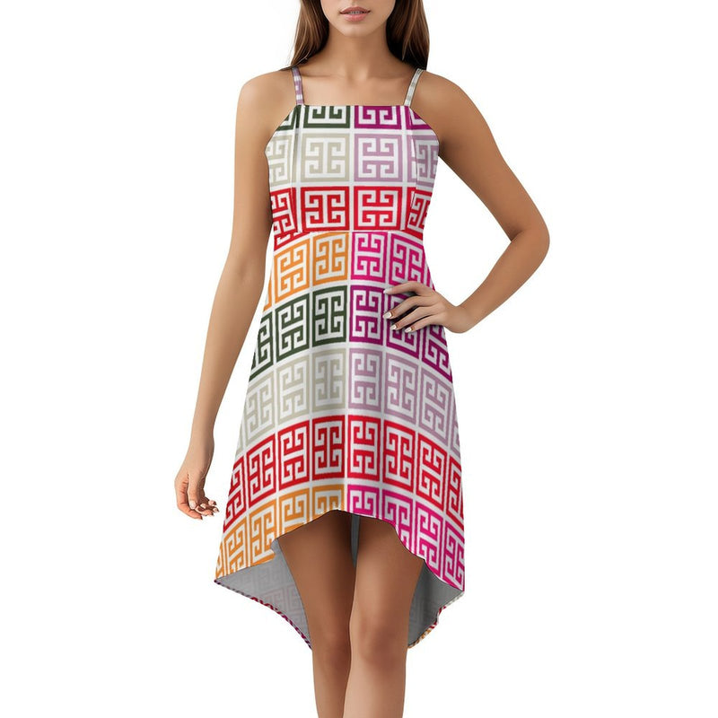 Women&#039;s High-Low Spaghetti Strap Dress Tailcoat skirt