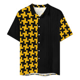 Houndstooth Men's Lapel Collar Folds Design Shirt
