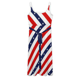 Stars and Stripes Tie Waist Sleeveless Dress