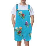 blue back rose white red peach print 3A Unisex Shorts Suspender Jumpsuit (Model L78)