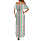 ALL GREEK 2 Women's Off Shoulder Ruffle Boat Neck Dress (Model D71)