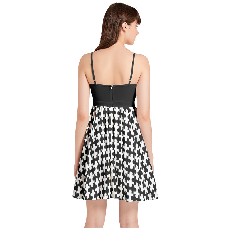 Spaghetti Strap Sleeveless Falred Hem Short Dress