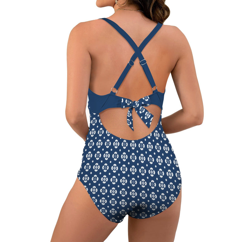 Peacefully Posh Women's Twist Front Tie Back Swimsuit (Model S57)