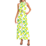 Halter Neck Buckle Belted Jumpsuit