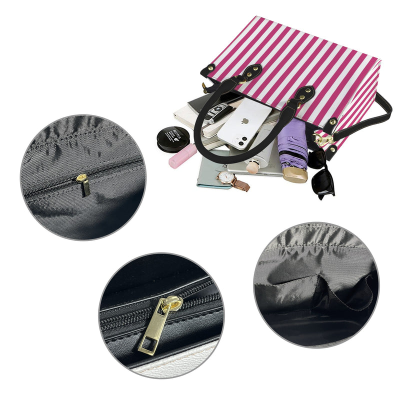striped print 2 PU Leather Handbag-Small (Model 1747)