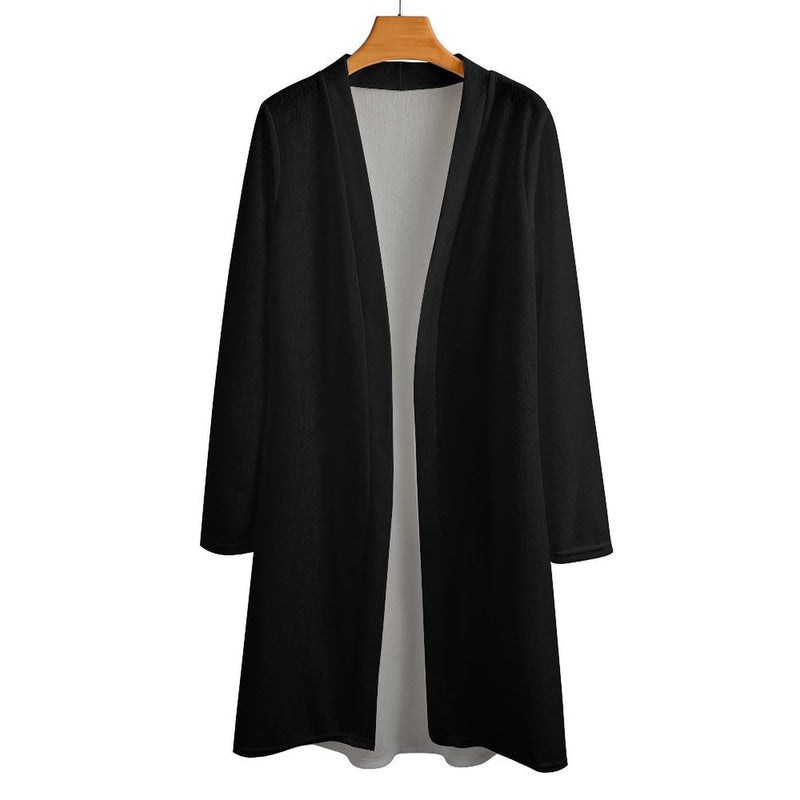 Black Women&#039;s Mid-Length Cardigan