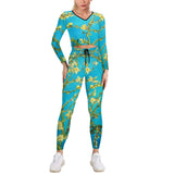 Women&#039;s V-neck Long Sleeve Yoga Set V neck sweatshirt set