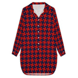 Houndstooth Women's Button Up Shirt Dress