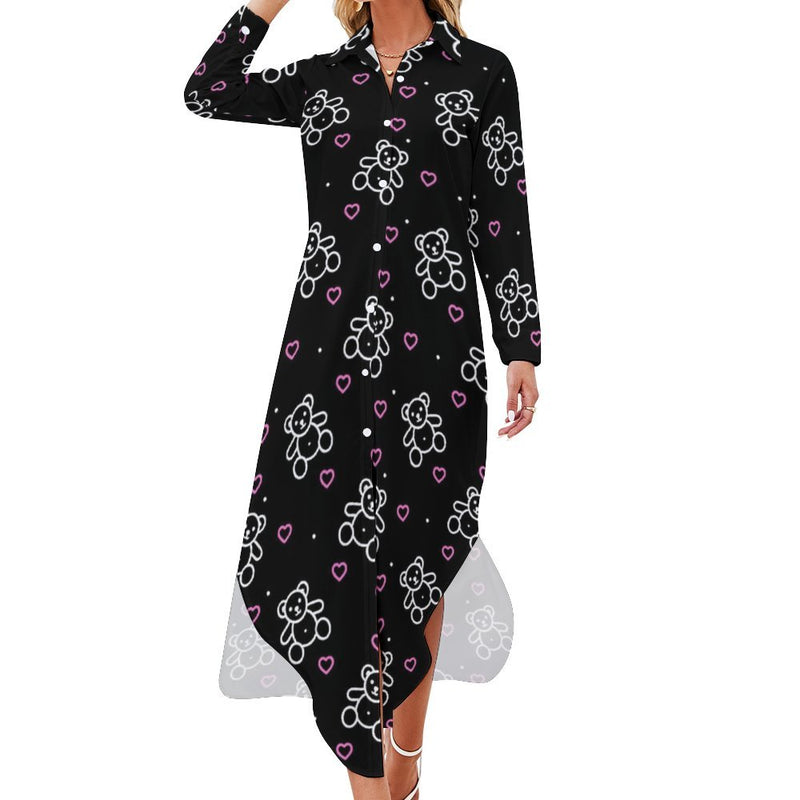 Button-Up Long Sleeve Shirt Dress Long sleeved shirt dress