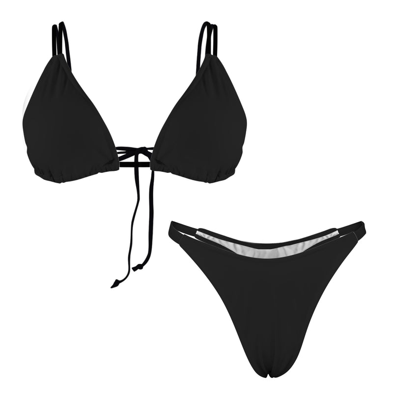 It Comes In Black Women's String Bikini Set
