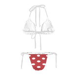 coral orange polka dots Women's Halter String Bikini Set