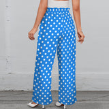 purple eclectic stripe print 2A Strappy Elastic Waist Wide Leg Pants with Pockets