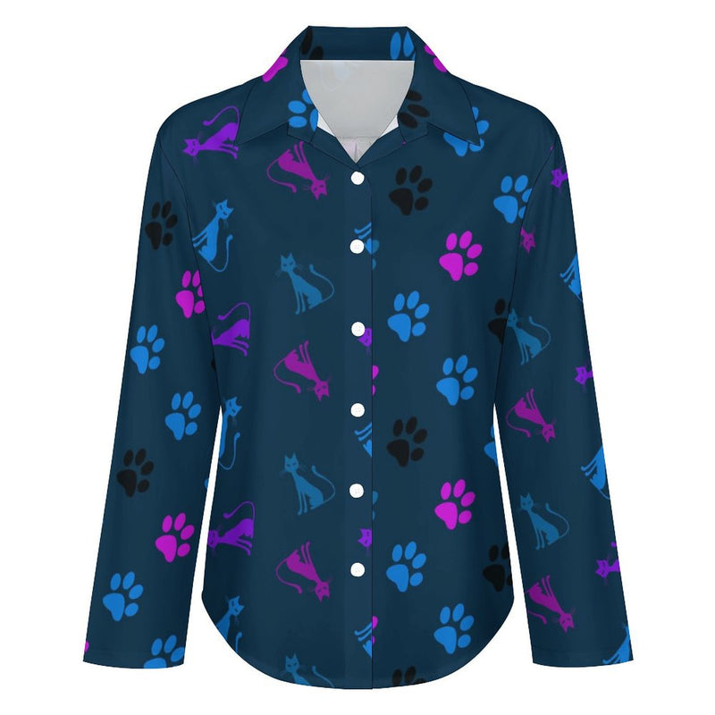 Cropped hem shirt Long Sleeve Blouse (B648)