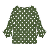 Polka Dot V-Neck Petal Sleeve Blouse