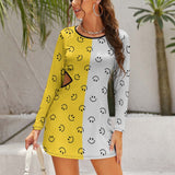 Smiley Face Hollow Slim-Fit Dress Slim dress with hollow waist