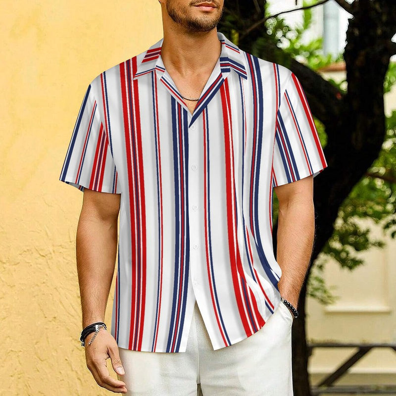 Americana Men's Lapel Collar Folds Design Shirt