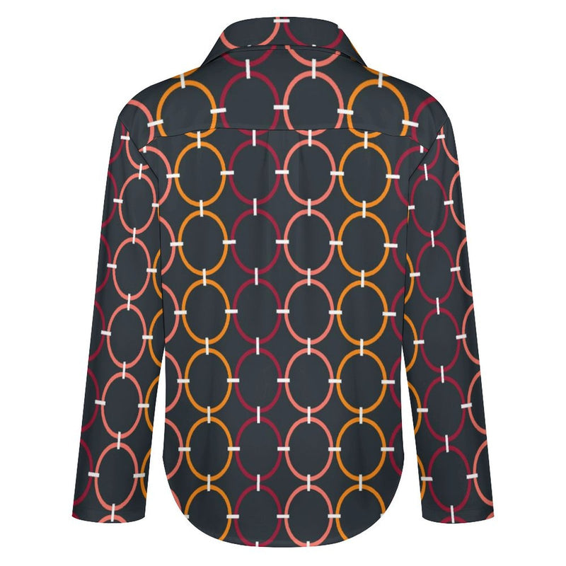 Long Sleeve Blouse (B648) Cropped hem shirt