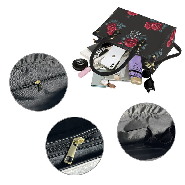 rose baby breath 4K print 2 PU Leather Handbag-Small (Model 1747)