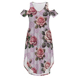 Cold Shoulder Long Split Dress with Pocket Dress