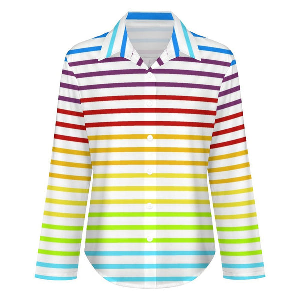 Long Sleeve Blouse (B648) Cropped hem shirt