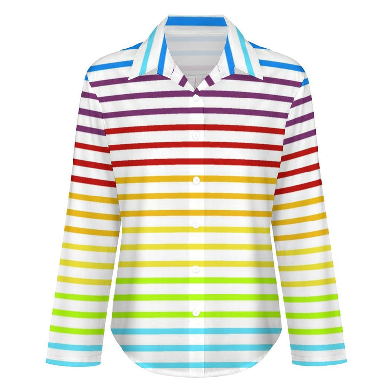 Long Sleeve Blouse (B648) Cropped hem shirt