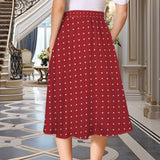 Polka Dots Elastic Waist Pocket Midi Skirt