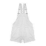 blk wht polka dot print small print Unisex Shorts Suspender Jumpsuit (Model L78) - Objet D'Art