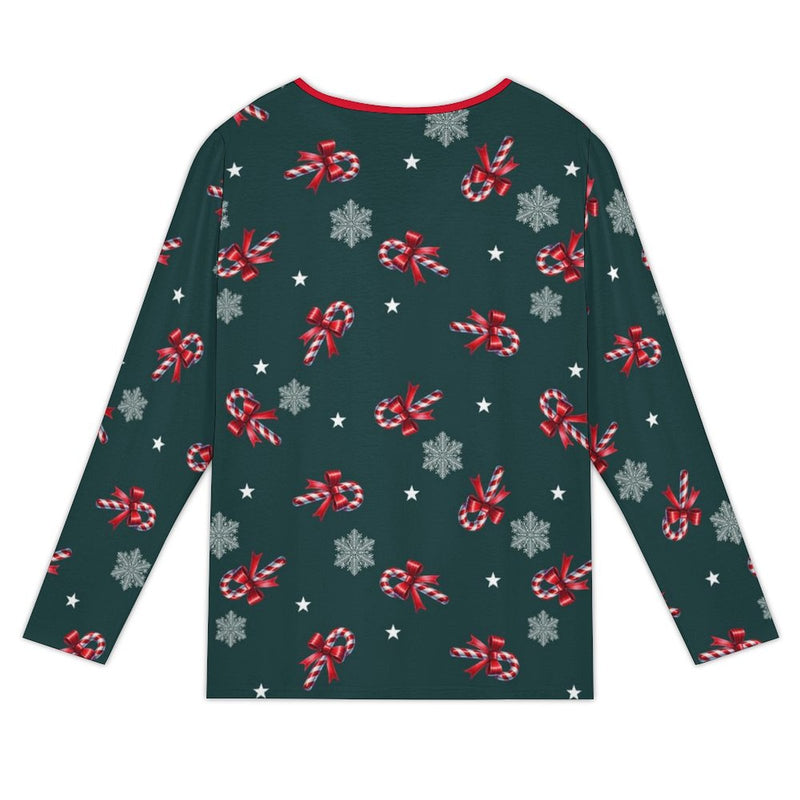 Women&#039;s Asymmetrical Neck Button-Up Shirt Long sleeved T-shirt