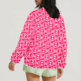 fuchsia pink print 2A Women's Lightweight Sun Protection Hoodie (Model H62)