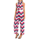 Halter Neck Buckle Belted Jumpsuit