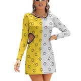 Smiley Face Hollow Slim-Fit Dress Slim dress with hollow waist