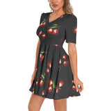 Short Sleeve Ruched Bust Flared Hem Dress