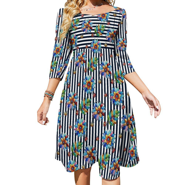 Stained Glass Striped Garden Sweetheart Dress Flare dress