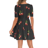 Short Sleeve Ruched Bust Flared Hem Dress