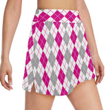 argyle pink print 2A Women's Golf Skirt with Pockets (Model D64)