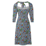 Stained Glass Striped Garden Sweetheart Dress Flare dress