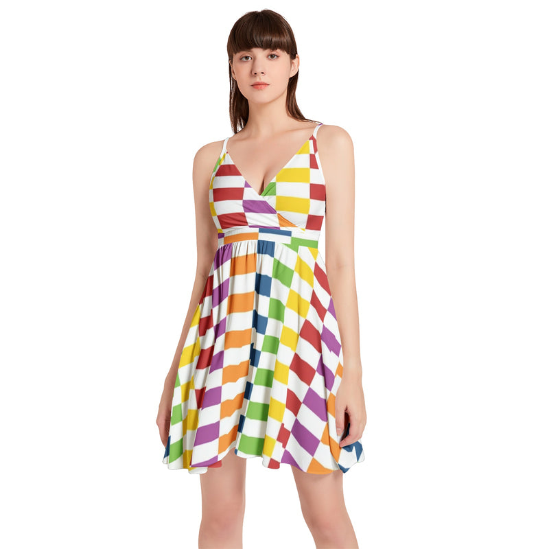 Spaghetti Strap Sleeveless Falred Hem Short Dress