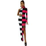 One-Shoulder Slit Maxi Dress Half sleeve split dress