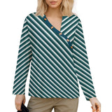 Women&#039;s Asymmetrical Neck Button-Up Shirt Long sleeved T-shirt