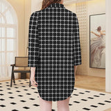 open matrix print Women's 3/4 Sleeve Button Up Shirt Dress