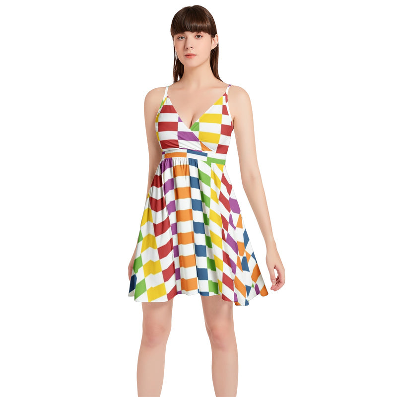 Spaghetti Strap Sleeveless Falred Hem Short Dress